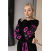 Knitted dress "Flowers" pink/black
